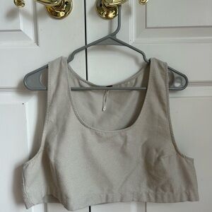 Free People Women's Beige Cropped Tank Top